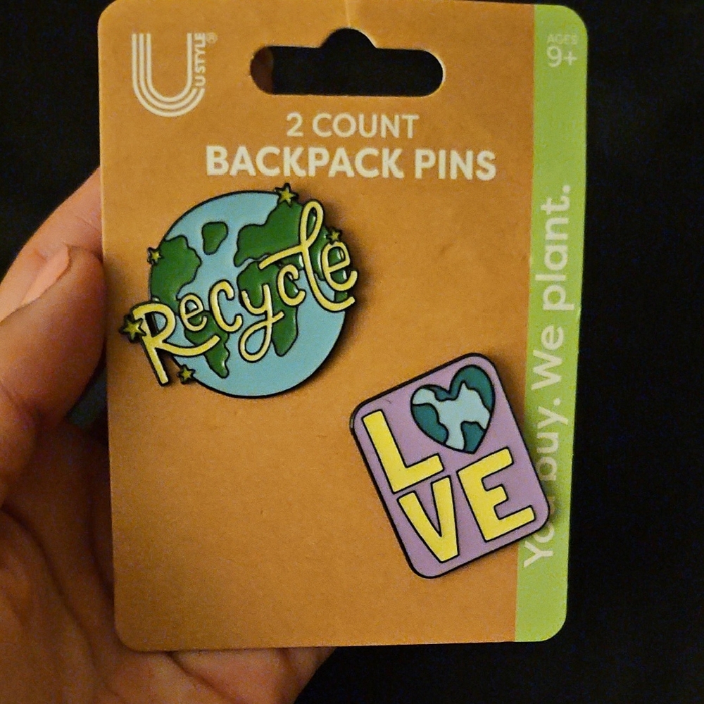 Recycle and Love Backpack Pins